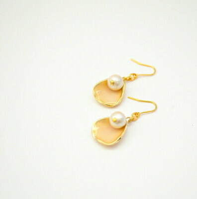 レディース フラワー コットン パール ピアス ゴールド 華奢 シンプル naotjewelry Flower Petal Cotton Pearl Pierce