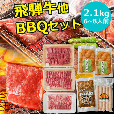 【まとめ買い】 BBQ 2.1kgセット 飛騨牛 国産豚肉 国産若鶏 ホルモン フランク バーベキューセット 約6〜8人用 送料無料 BBQ バーベキュー 幹事 主催 2kg 2キロ以上 肉 焼肉セット 焼肉 豚肉 鶏肉 豚ホルモン 明宝