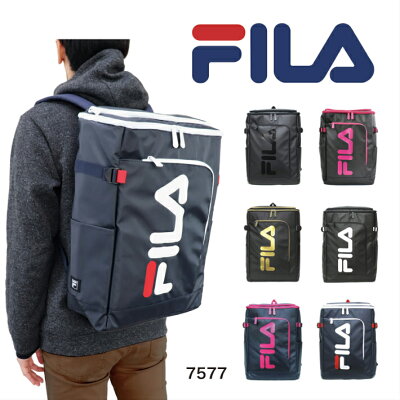 FILA フィラ リュック リュックサック ボックス型リュック スクエアリュック バックパック TPU加工 前ポケット 撥水 大容量 軽量 通勤 通学 部活 お出かけ 旅行 アウトドア スクールバッグ 中高校生 大学生 メンズ レディース キッズ 男女兼用 シグナル 30L 7577