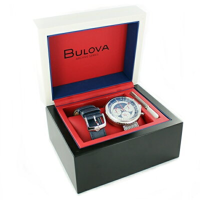 BOX訳あり BULOVA ブローバ 時計 メンズ 腕時計 アーカイブコレクション スペシャルエディション クロノグラフC 復刻モデル シルバー レザー替えベルト付き 96K101 合格 入学 卒業 社会人 記念日 母の日 父の日 2022