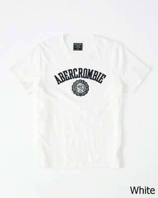 ◆【新品】アバクロ【Mensメンズ】アップリケTシャツ(半袖)/White【Applique Logo Graphic Tee】【Graphic Tees】【Abercrombie&Fitch】【本物保証】