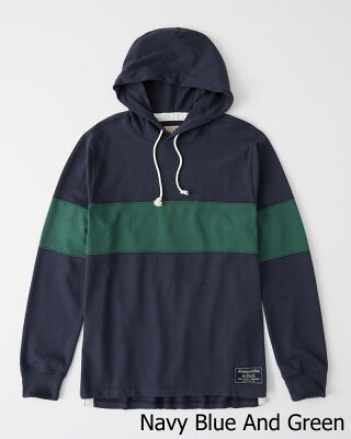 Abercrombie&Fitch (アバクロンビー&フィッチ) ラグビー フーディー (Rugby Hoodie) メンズ (Navy Blue And Green) 新品
