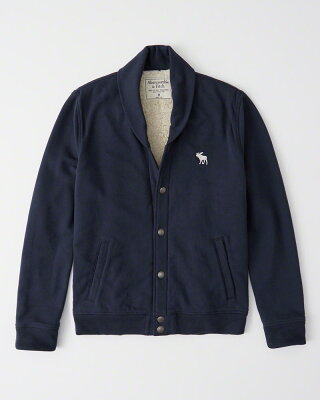 【新品】アバクロ【Mensメンズ】裏ボア ショールカラーカーディガン ボンバージャケット/Navy Blue【Sherpa-Lined Shawl Bomber】【Abercrombie&Fitch】【本物保証】