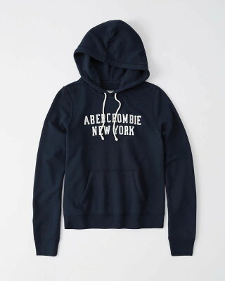 Abercrombie&Fitch (アバクロンビー&フィッチ)ロゴプルオーバーパーカー (フーディー) (Logo Hoodie) レディース (Navy Blue) 新品
