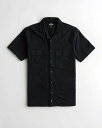 ホリスター HOLLISTER Co. (ホリスター) リネンブレンド ユーティリティーシャツ(Linen-blend Utility Shirt) メンズ (Black) 新品