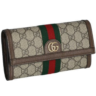 グッチ GUCCI 長財布 二つ折り レディース オフィディア Ophidia GGスプリーム キャンバス ベージュ×エボニー 523153 96IWG 8745