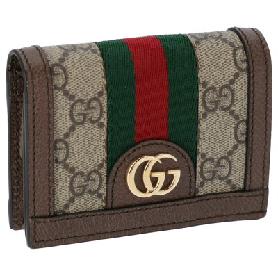 グッチ GUCCI 財布 レディース 二つ折り ミニ財布 Ophidia オフィディア GGスプリーム カードケース 小銭入れ 札入れ付き ベージュ×ブラウン系 523155 96IWG 8745