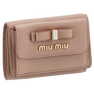 ミュウミュウ MIU MIU 2021年春夏新作 財布 三つ折り ミニ財布 マドラス フィオッコ ミニウォレット ピンクベージュ系 5MH021 2D7A 615【母の日】