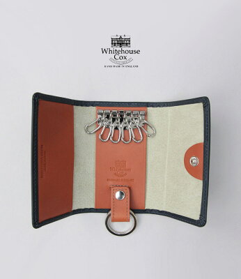 ホワイトハウスコックス キーケース ネイビー/タン ダービーコレクション キーケースウィズリング WhitehouseCox S9692 KEYCASE WITH RING DERBY
