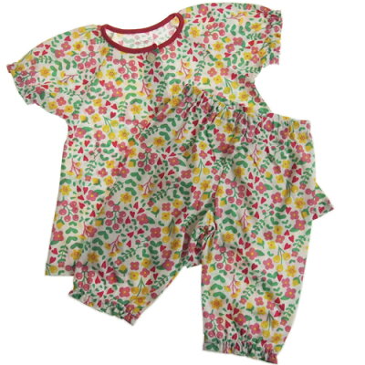 【40%OFF セール(SALE)】AMPERSAND アンパサンド お花柄前開きGIRLSパジャマ 上下セット ピンク パンツ6分丈 (ゆうパケット(メール便)OK)(2019春夏)80cm/90cm/100cm/110cm/120cm/130cm/140cm エフオーキッズ F.O.KIDS FOKIDS