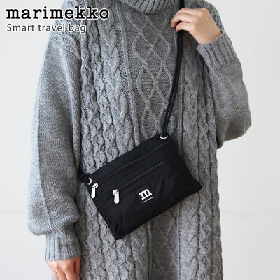 【 メール便 可 】 marimekko ( マリメッコ ) スマート トラベルバッグ ( サコッシュ )/ ブラック ママポシェット スマホポーチ 【 正規販売店 】
