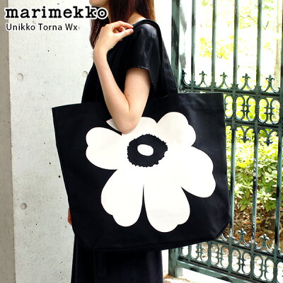 marimekko ( マリメッコ ) Unikko ( ウニッコ ) Torna Wx トートバッグ / ブラック×ホワイト 【 正規販売店 】【 あす楽 】.