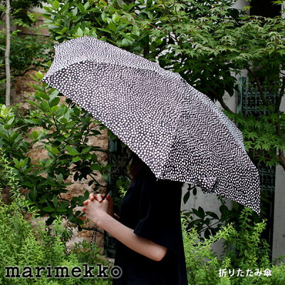 marimekko ( マリメッコ ) コンパクト 折りたたみ傘 ( 手動 ) Pirput Parput ( ピルプト パルプト )/ ブラック 【 正規販売店 】【 あす楽 】