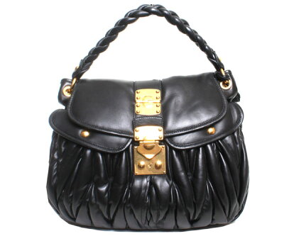 【新品】 miumiu ミュウミュウ ホーボー バッグ 2way ハンドバッグ マトラッセ RR1300 N88 F0002 MATELASSE-SACCA CON PATTINA NERO ブラック