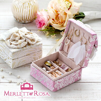 【クーポン使用で半額!】<ジュエリーボックス スクエア2 MERLETT ROSA.(メルレットローサ)>アクセサリーケース カルトナージュ ピィアースオリジナルブランド 小物入れ 収納 ケース ギフト 誕生日プレゼントジェニファーテイラー