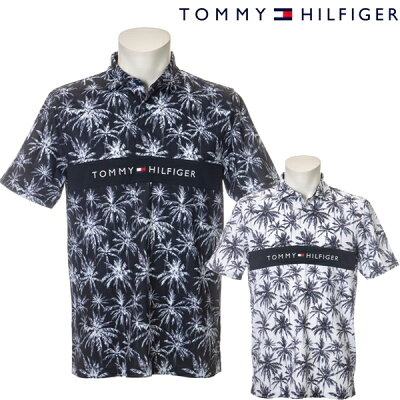★SALE★トミーヒルフィガー 2022年春夏モデル メンズ パームプリント台襟付き 半袖シャツ THMA234 TOMMY HILFIGER【22】パームプリント 台衿付きシャツ