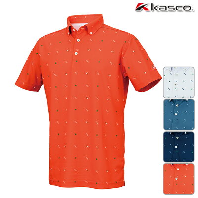 【40%OFF】kasco キャスコ 半袖 ポロシャツ メンズ 春夏 GKWP1877D春夏モデル F&G飛び柄 ポロシャツ【18】トップス ウエア M L LL サイズ ゴルフ用品