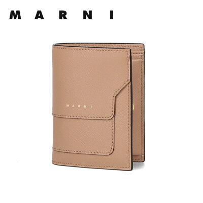 【MARNI】マルニ PFMOQ14U07 LV520 財布 2つ折り財布 小銭入れ付き ワンカラー ミニ財布 レザー ブラウン シンプル レディース プレゼント ギフト Z470N