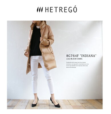 【HETREGO】エトレゴ #8G764F INDIANA異素材ダウンコートレディース ダウン ロング アウター/コート/ロング/エレガント/カジュアル/軽量/異素材ミックス/ブラック/キャメル/LVA/CAM/ウール/ポリアミド/イタリア/即日発送