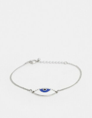 エイソス レディース ブレスレット・バングル・アンクレット アクセサリー ASOS DESIGN chain bracelet with enamel eye in silver tone Silver