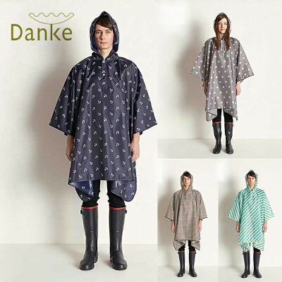 Danke ダンケ レインコート ポンチョ レインポンチョ フード付き レインウェア 雨よけ レインパーカー 防水 雨具 透明フード 収納袋付き 自転車 通学 通勤 おしゃれ レディース メンズ