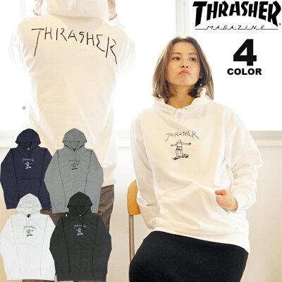 【公式】 スラッシャー THRASHER トレーナー パーカー Gonz プリント プルオーバーパーカ メンズ レディース 裏毛スウェット 全4色 S-XL 綿100%