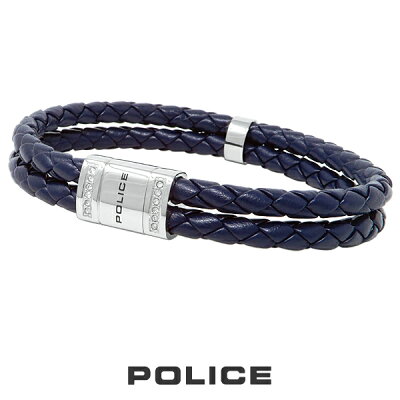 ポリス “ROADSTER” レザーブレスレット ネイビー 24652BLU02 POLICE メンズブレス 18cm 送料無料 ギフト 誕生日 プレゼント ケース付き
