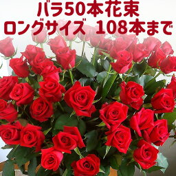 60本のバラ バラ 50本 花束 お祝 誕生日 歓送迎会 結婚式 還暦祝 60本 プロポーズ108本 100本 薔薇 サプライズ 深紅 赤いばら プレゼント 生花 ロングサイズ50cm