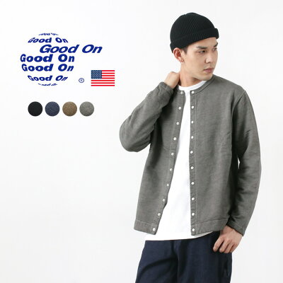 【10%OFFクーポン対象】GOOD ON(グッドオン) メンズ クルース ウェット カーディガン / 無地 / ピグメントダイ / アメリカ製生地 / 日本製 / GOBW1711 / MENS CREW SWEAT CARDIGAN / gcp