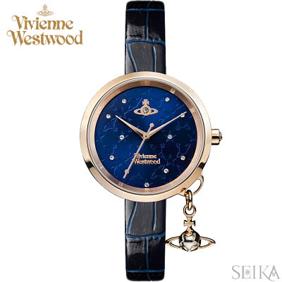 (ショップ袋プレゼント)ヴィヴィアンウエストウッド Vivienne Westwood VV139NVNV時計 腕時計 レディース ネイビー レザー 青い腕時計(ty04)