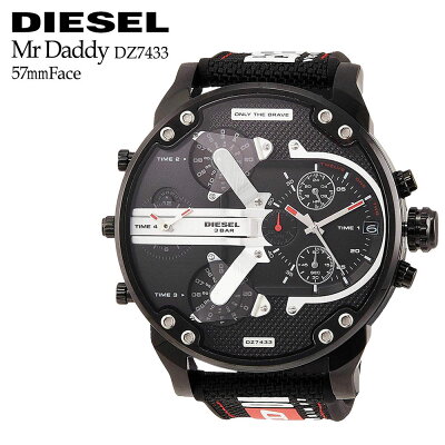 DIESEL 腕時計 DZ7433 ディーゼル 時計 メンズ腕時計 クオーツ 3気圧防水 ブラック ナイロンベルト Mr Daddy ミスターダディ (JC)