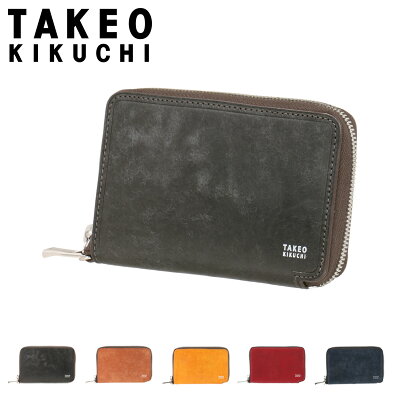 タケオキクチ 二つ折り財布 ミニ財布 ラウンドファスナー マルゴ メンズ 780604 780632 TAKEO KIKUCHI | BOX型小銭入れ 牛革 本革 レザー