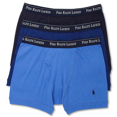 【メンズ】Ralph Lauren(ラルフローレン) ウエストロゴボクサー3枚組(Blue/Navy)/Three Cotton Boxer Briefs※メール便不可