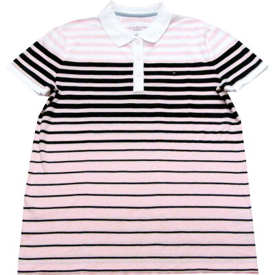 ☆スーパーSALE☆☆スーパーSALE【レディース】Tommy Hilfiger(トミーヒルフィガー) カスケードボーダーストレッチ鹿の子ポロシャツ(Pink×White×Navy)