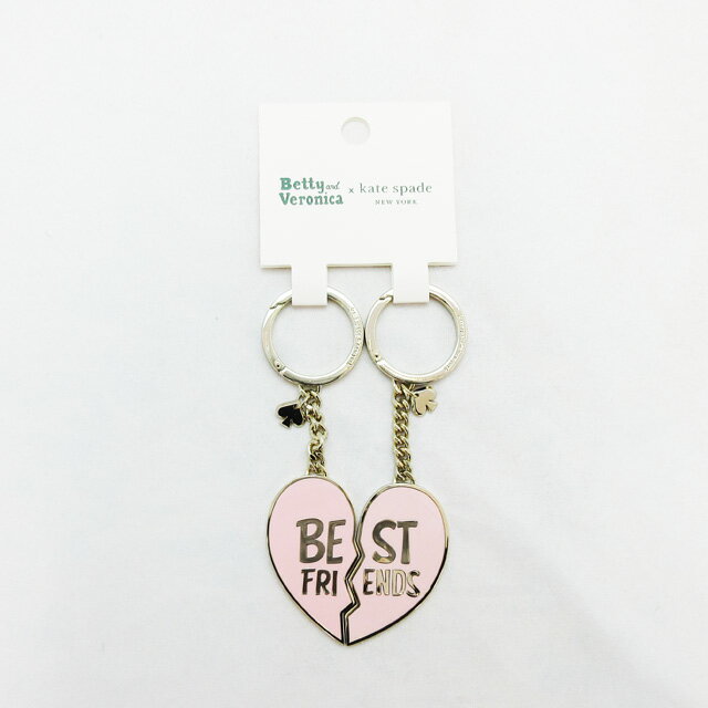 ケイトスペード チャーム Kate Spade(ケイト スペード） アウトレット キーフォルダー キーリング ストラップ ペア ハート　BEST FRIEND ベストフレンド★ WORU329637 ピンク 【新品】