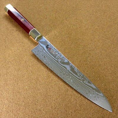 関の刃物 牛刀 21cm (210mm) MCUSTA ZANMAI 三昧 アルティメット 荒波 VG-10 and VG-2 コアレス鋼 ステンレススチール 赤合板ハンドル 最高級 職人用の洋包丁 精肉の仕分け 魚の処理 野菜切り パン切りなど様々な用途に使いやすい多種多様な両刃万能包丁 国産日本製