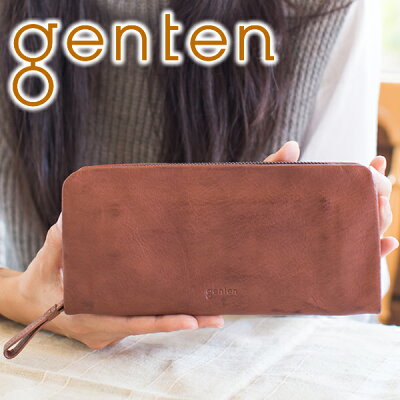【かわいいWプレゼント付】 genten ゲンテン 長財布GOAT NUME(ゴートヌメ) 小銭入れ付き長財布(ラウンドファスナー式) 40683レディース 財布 長財布 ギフト かわいい おしゃれ プレゼント