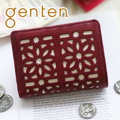 【選べるかわいいノベルティ付】 genten ゲンテン 財布cut work(カットワーク) 小銭入れ付き二つ折り財布 42581レディース 二つ折り ギフト かわいい おしゃれ プレゼント ブランド