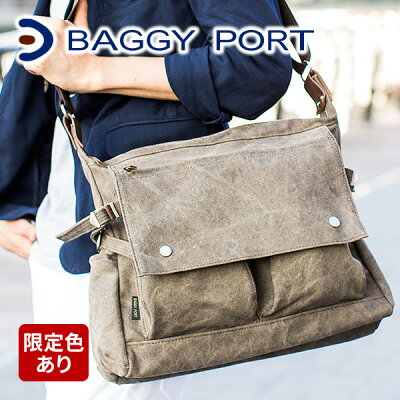 【実用的Wプレゼント付】 BAGGY PORT バギーポート 備長炭染め八号帆布 ショルダーバッグ KON-2002メンズ カジュアル バッグ 帆布 メンズバッグ ショルダーバッグ 通勤 通学 日本製 ギフト センティーレ sentire ブランド プレゼント クリスマス xmas