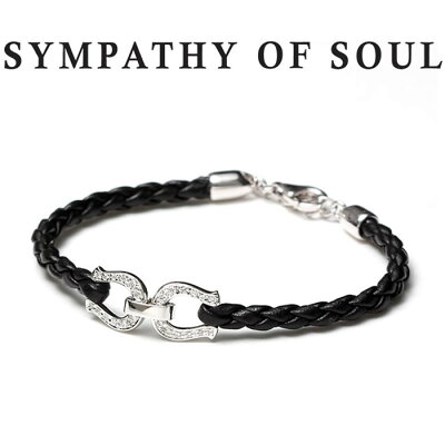 シンパシーオブソウル ブレスレット SYMPATHY OF SOUL Horseshoe Leather Bracelet Silver w CZ ホースシューレザーブレスレット シルバー ジルコニア 【正規商品 公式通販】