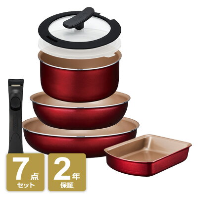 エバークック アルファ 2年保証 着脱6点セット+着脱たまご焼き付き IH対応 ガス火 evercook レッド ドウシシャ 取手が外せるフライパン【送料無料】【SS2303】