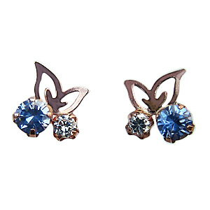 あす楽 ピアス タンザナイト ダイヤモンド スタッドピアス タンザナイトピアス ダイヤモンドピアス バタフライピアス K10 ピンクゴールド レディース 蝶 バタフライ 即日発送 送料無料 普段使い アクセサリー 人気 おすすめ カジュアル トレンド プレゼント