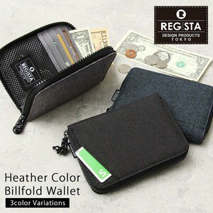 二つ折り財布 折り財布 ウォレット メンズ ブランド REGiSTA ヘザーナイロン ラウンドジップ ビルフォードウォレット ヘザーナイロン ボックス型 札入れ カード入れ 小銭入れ コンパクトブラック グレー ネイビー