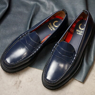 【サイズ交換片道送料無料】【コラボ】フレッドペリー FRED PERRY ローファー GHバス ペニーローファー FP×G.H.BASS PENNY LOAFER (SB8070-608 SU20) メンズ・レディース 革靴 NAVY ネイビー系
