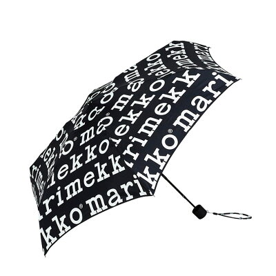 マリメッコ marimekko マリロゴ マニュアル開閉 折りたたみ傘 (ブラック) MARILOGO MINI MANUAL 048859 041399 910 アンブレラ