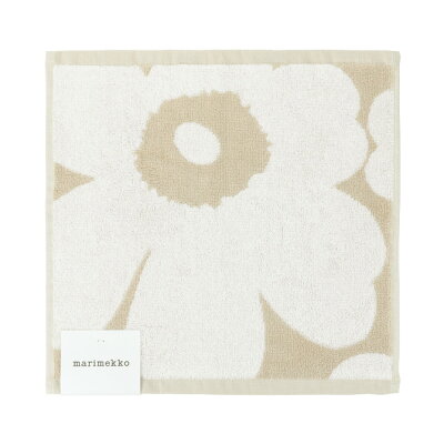 マリメッコ marimekko コットン ウニッコ ミニタオル 30x30cm (ベージュ×ホワイト) Unikko mini towel 070233 810 ハンドタオル ハンカチ 花柄 フラワー おしゃれ かわいい 北欧 雑貨 ギフト プレゼント 【メール便なら送料無料】