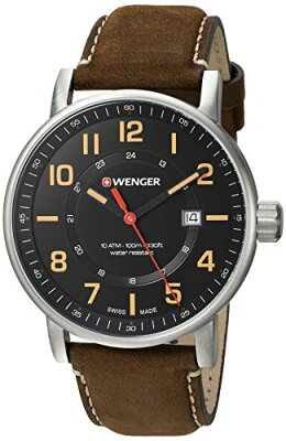 ウェンガー スイス メンズ 腕時計 01.0341.108 Wenger Men's Attitude Outdoor Stainless Steel Swiss-Quartz Watch with Leather Calfskin Strap, Brown, 22 (Model: 01.0341.108)ウェンガー スイス メンズ 腕時計 01.0341.108