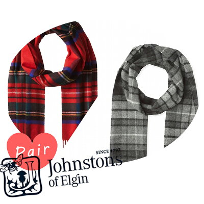 【ペアコーデ】 Johnstons ジョンストンズマフラー スカーフカシミアタータンチェックレッド系タータンチェックグレー×ブラック系15aw-wa000016-ku030315aw-wa000016-ku0578
