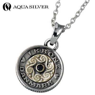 アクアシルバー AQUA SILVER ネックレス レディース コイン シルバー ジュエリー チェーン付き ブラス 925 スターリングシルバー ASP222BRF-CL60