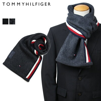 【最大2000円OFFクーポン】 トミーヒルフィガー マフラー TOMMY HILFIGER メンズ ブラック グレー H8C73607 TH-F17-0007